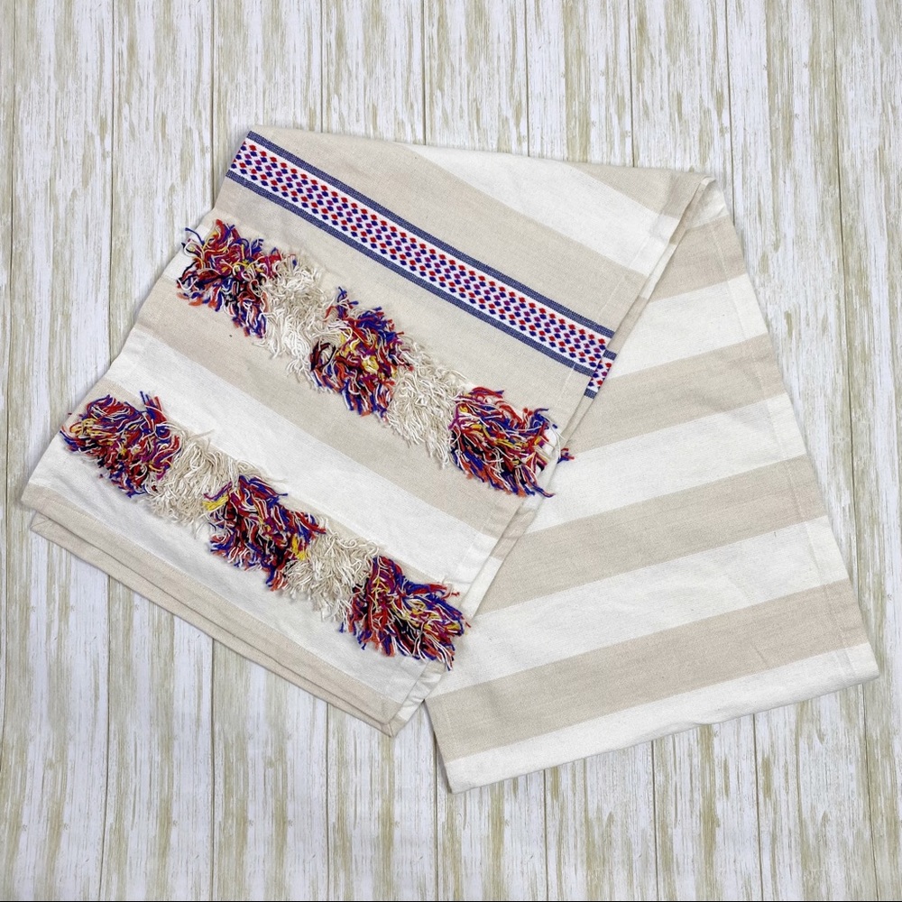 Anthropologie Fringed Cortes Rectangular Table Runner